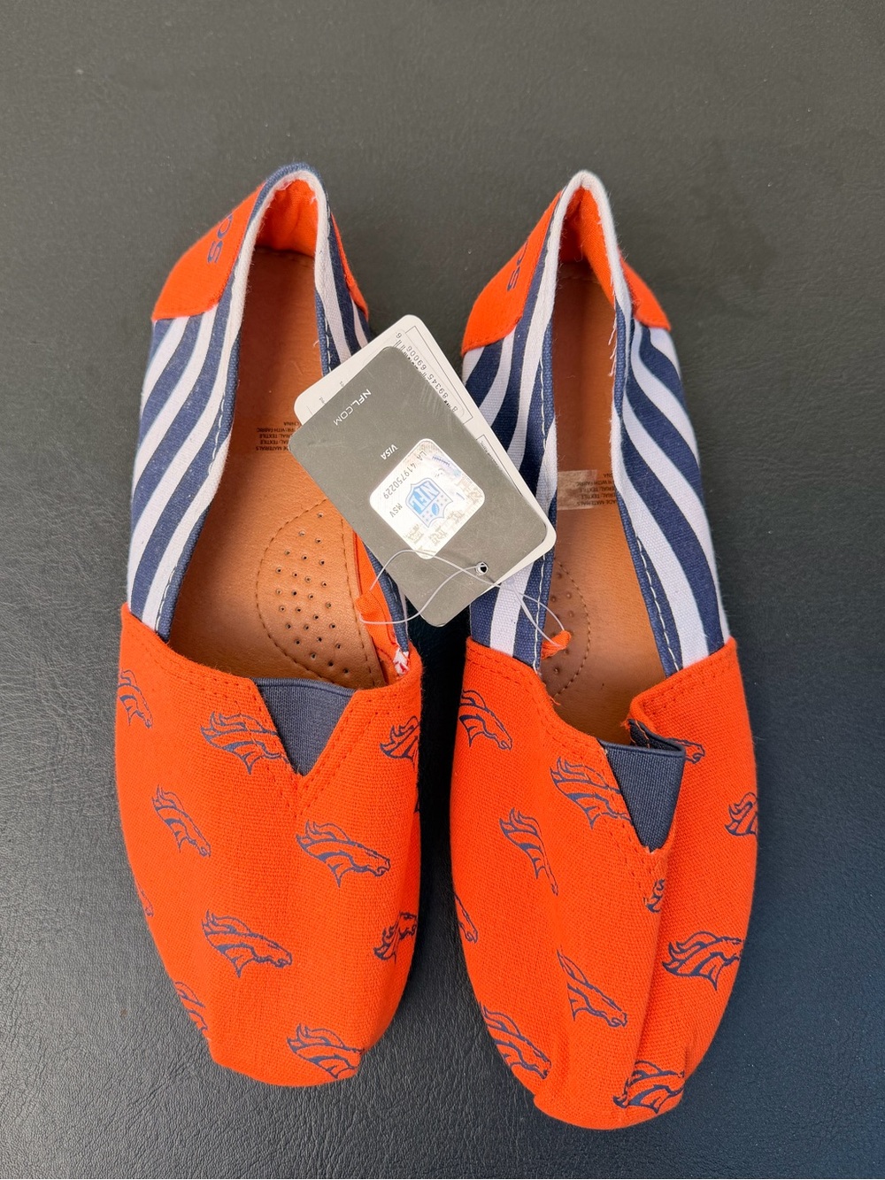 Denver Broncos Canvas Striped Slip on Shoes Womens Size 9